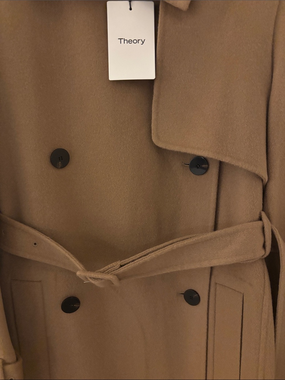 Theory Relax Double-Breasted Tan Trench Coat nwt - Picture 4 of 13